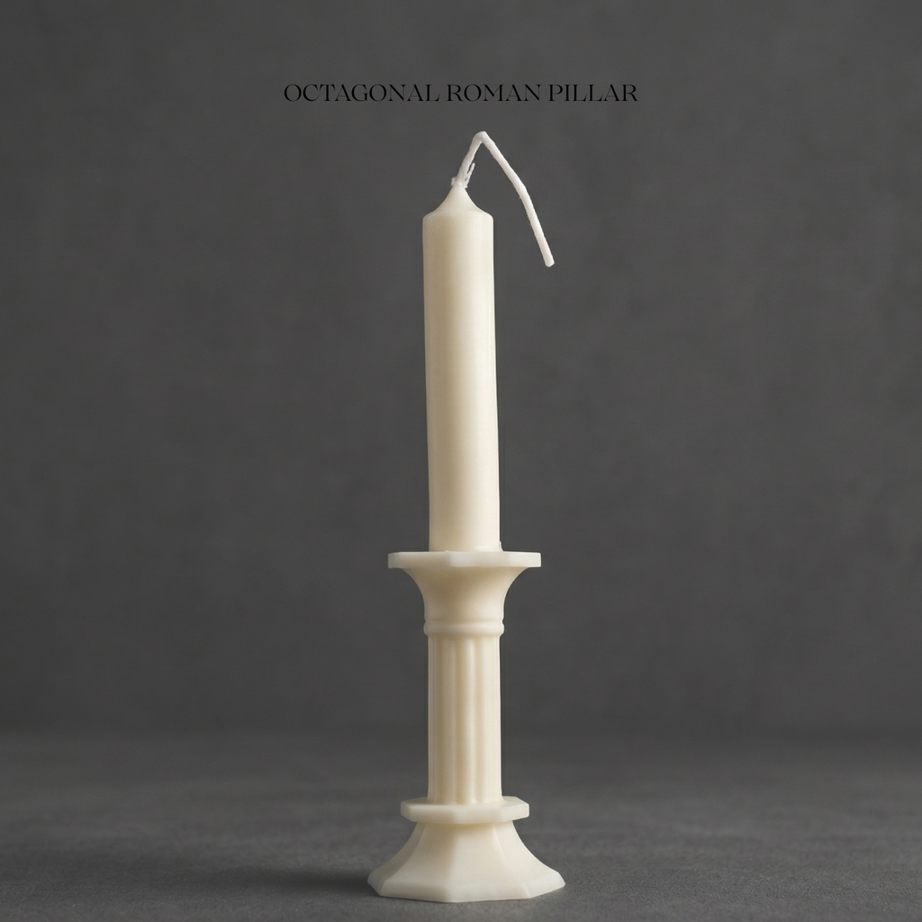Decorative candle holder with a candle on a dark background