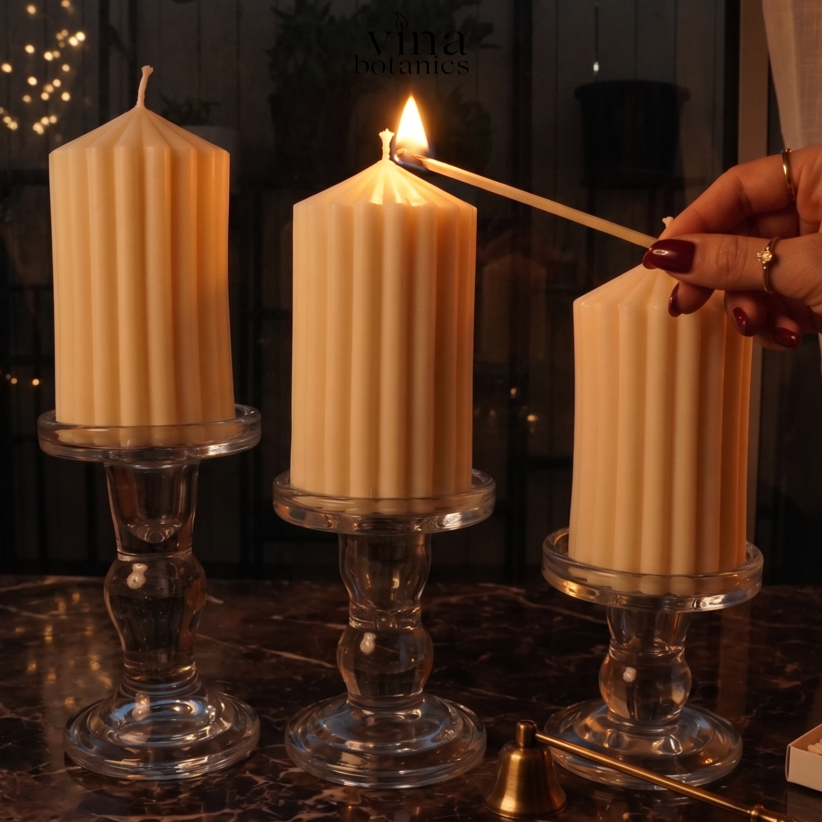 Peak Ribbed Pillar Candle