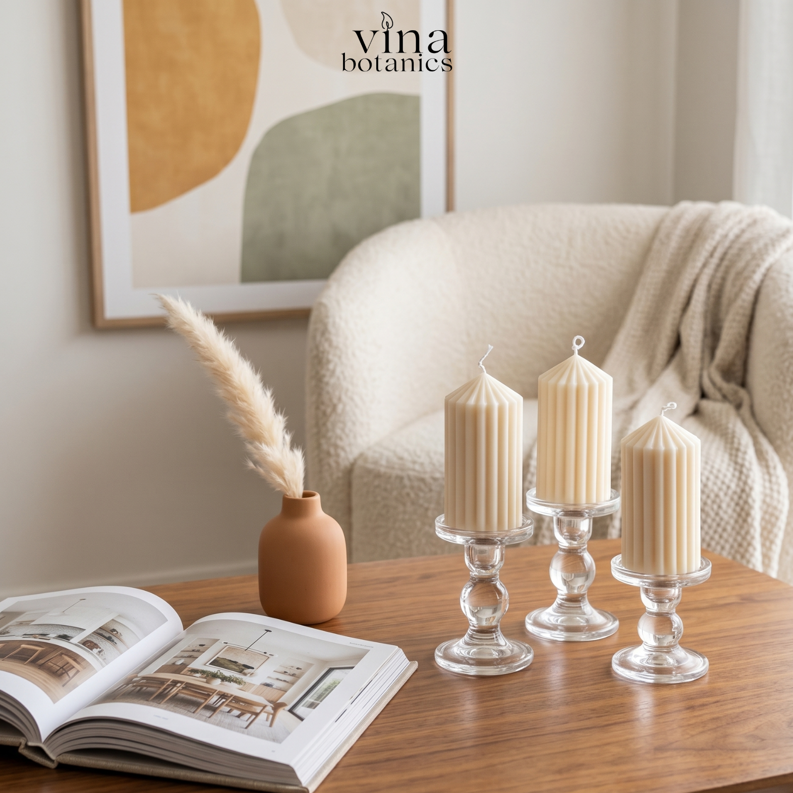 Peak Ribbed Pillar Candle