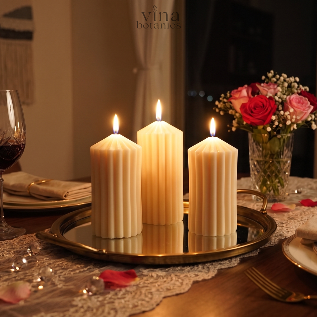 Peak Ribbed Pillar Candle