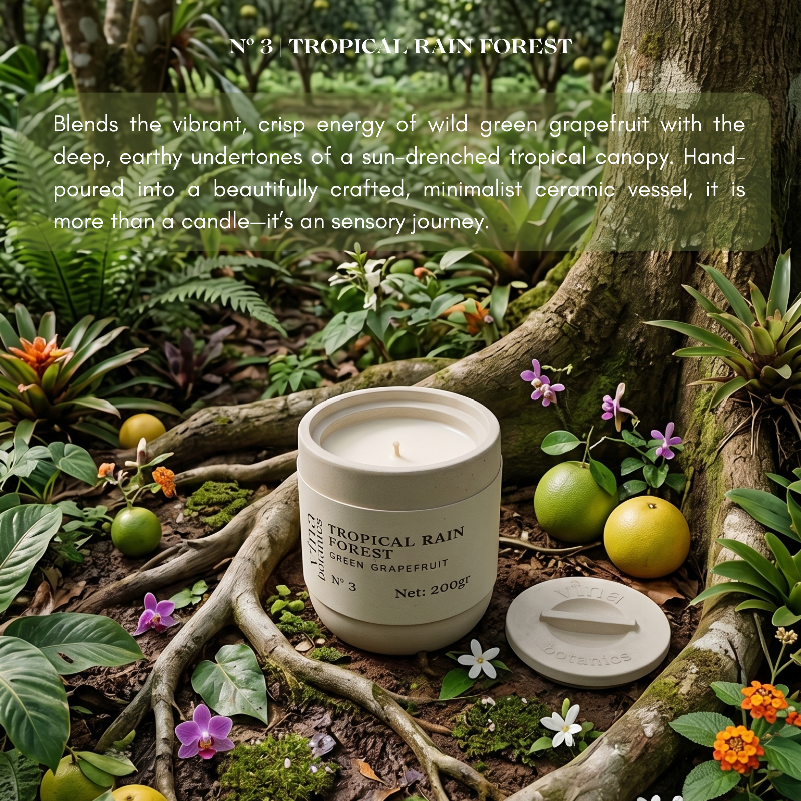 No.3 Tropical Rain Forest Scented Candle - Green Grapefruit - 200g | Gift Box